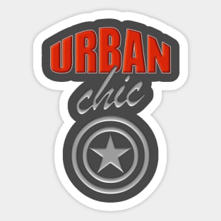 Urban Chic Fiery Orange-Red And Metallic Silver Logo-Style Design Sticker